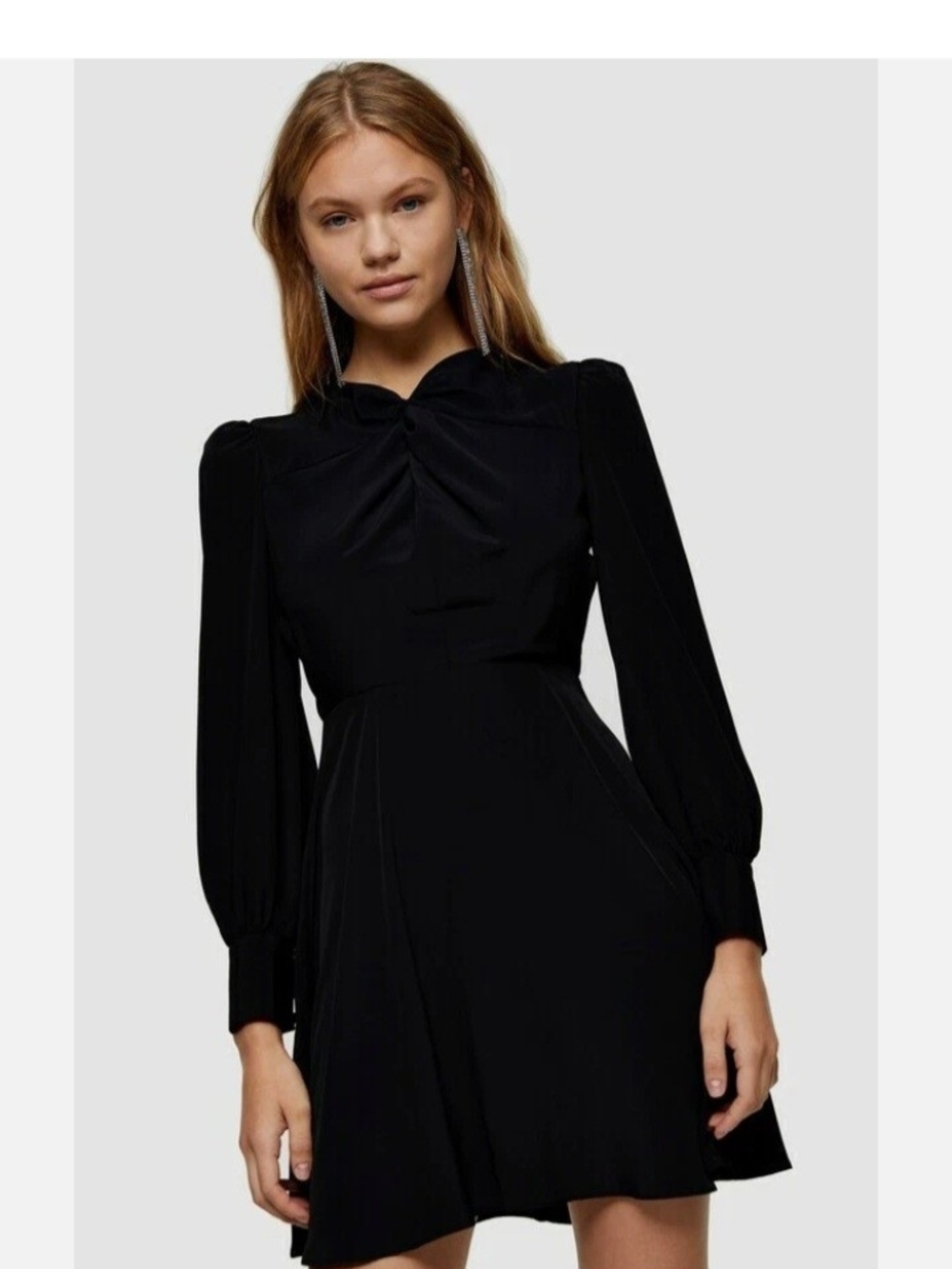 Topshop Black Mini Dress with Puff Sleeves